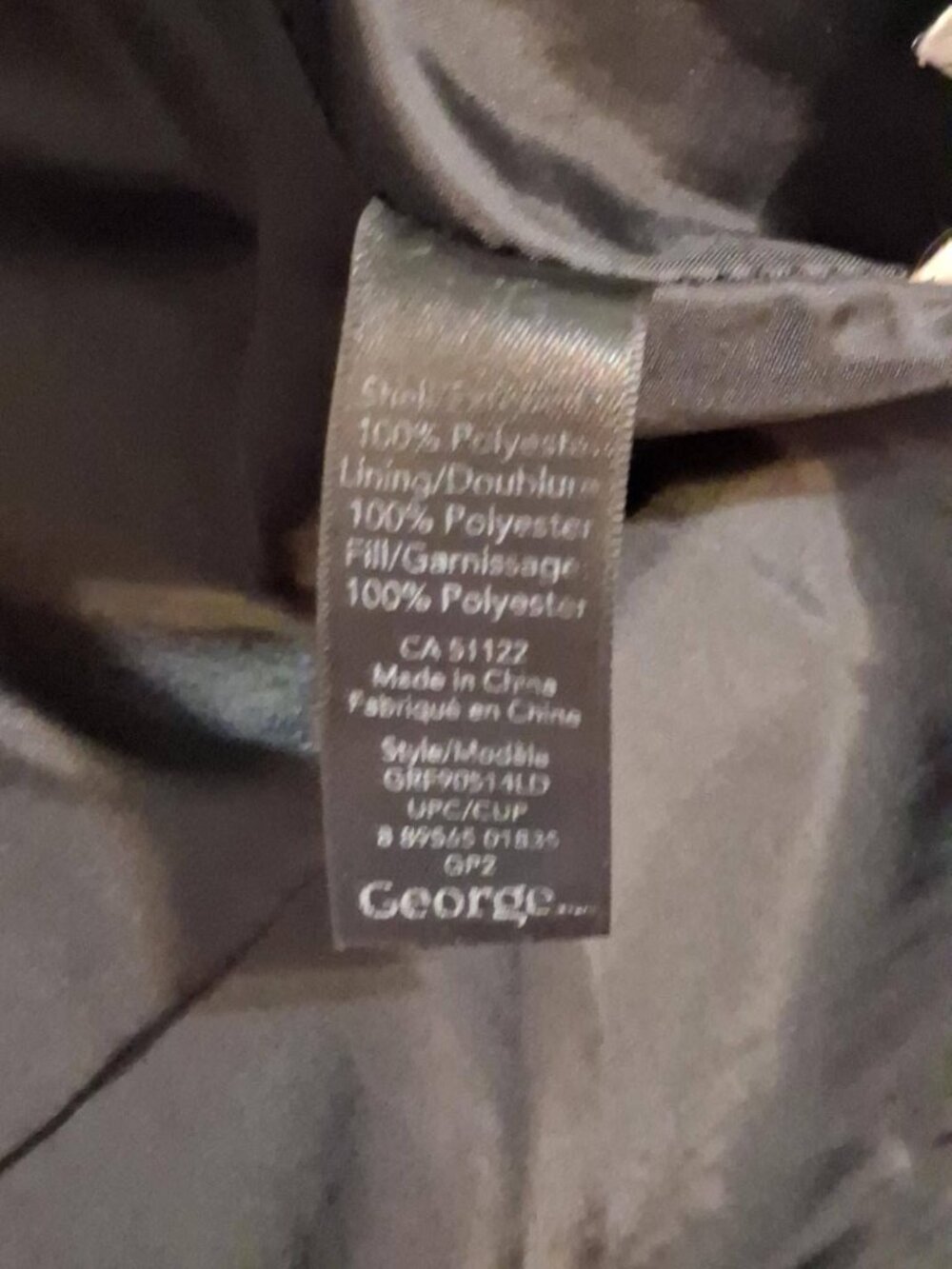 George Black Hooded Puffer Winter Coat Jacket Size L - Picture 7 of 7